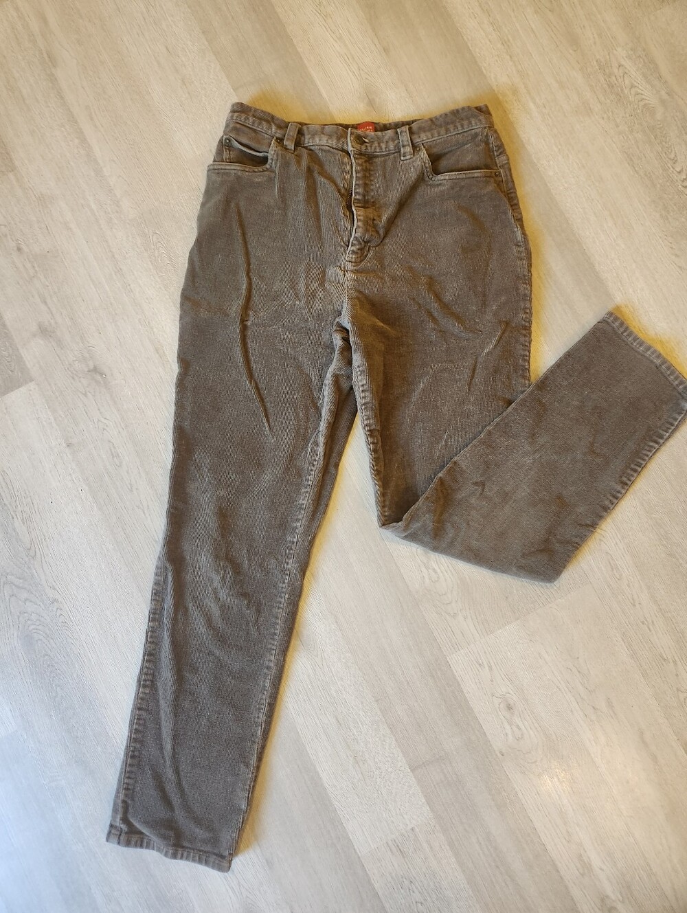 Valerie Stevens Corduroy 6 Petite Pants Beige Green Hue Womens